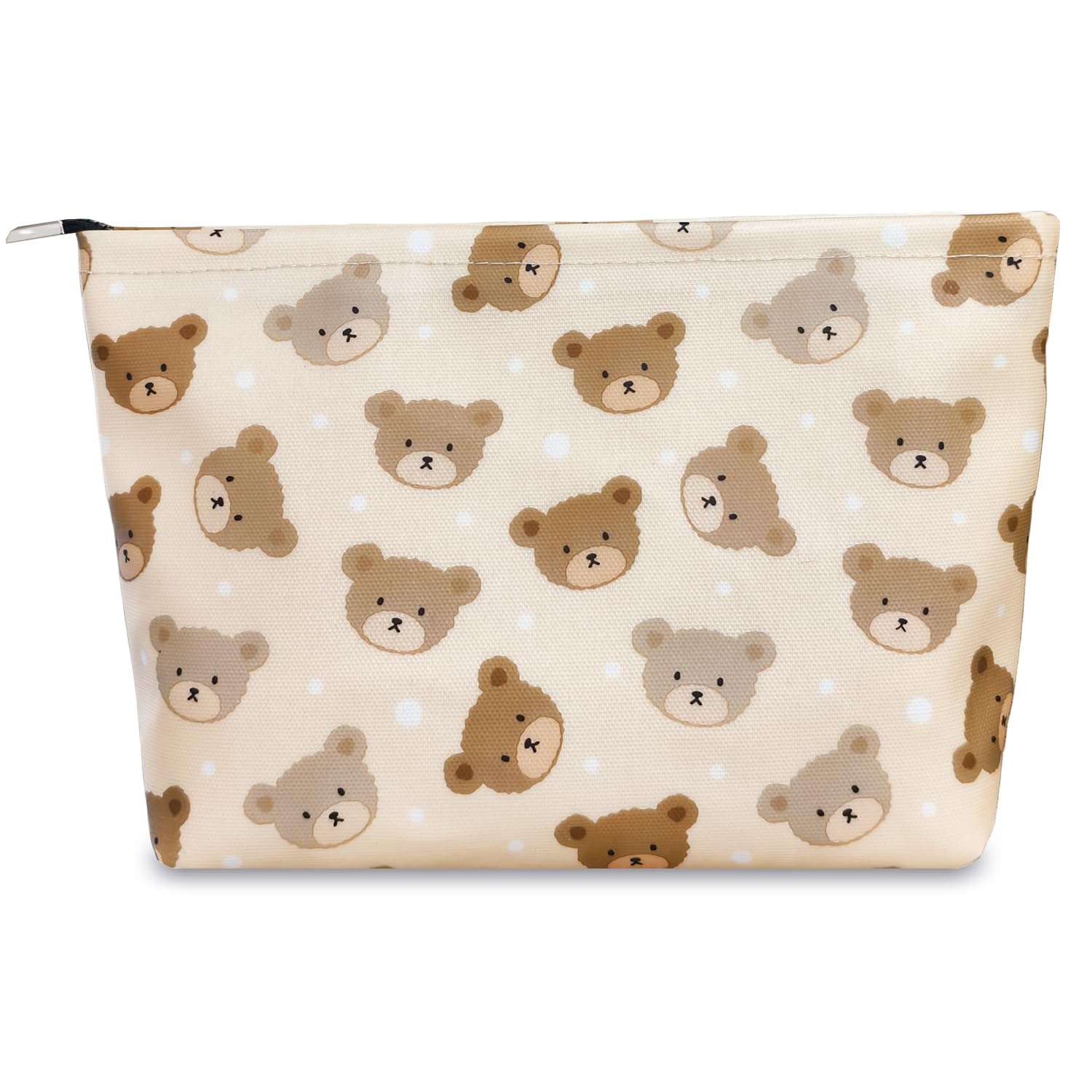 STARDW Cute Makeup Bag Aesthetic Cosmetic Bags for Women Girls, Travel Toiletry Bag Large Capacity Zipper Makeup Pouch, Purse Organizer Pouches,Canvas Lining (Baby Bear)