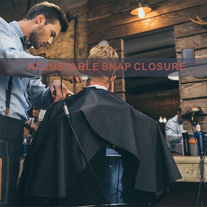 izzycka 5 Pack Barber Cape for Men, Salon Large Hair Cutting Cape, 64"x56" Nylon Waterproof Haircut Cape with Adjustable Snap Closure Color Capes, Professional Stylist Hairdresser Apron Adults -Black