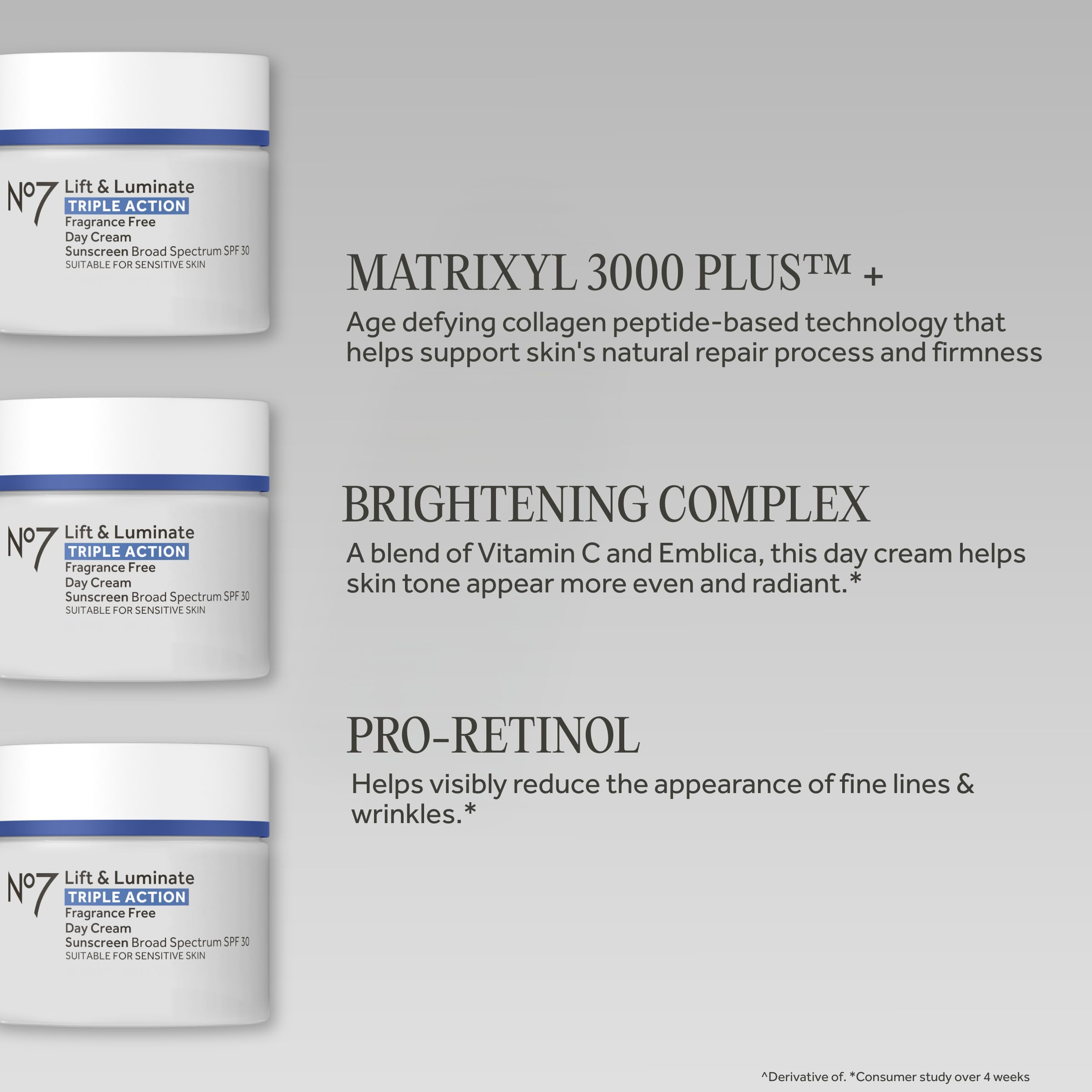 No7 Lift & Luminate Triple Action Face Cream with SPF 30, 1.69 oz