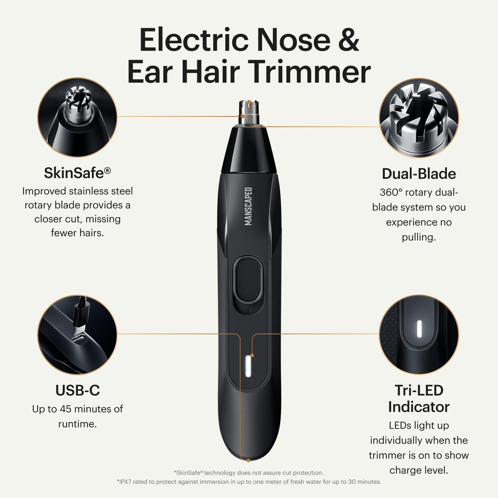MANSCAPED® The Weed Whacker® 2.0 Electric Nose & Ear Hair Trimmer – 7,000 RPM Precision Tool with Rechargeable Battery, Wet/Dry, Easy to Clean, Improved Stainless Steel Replaceable Blade