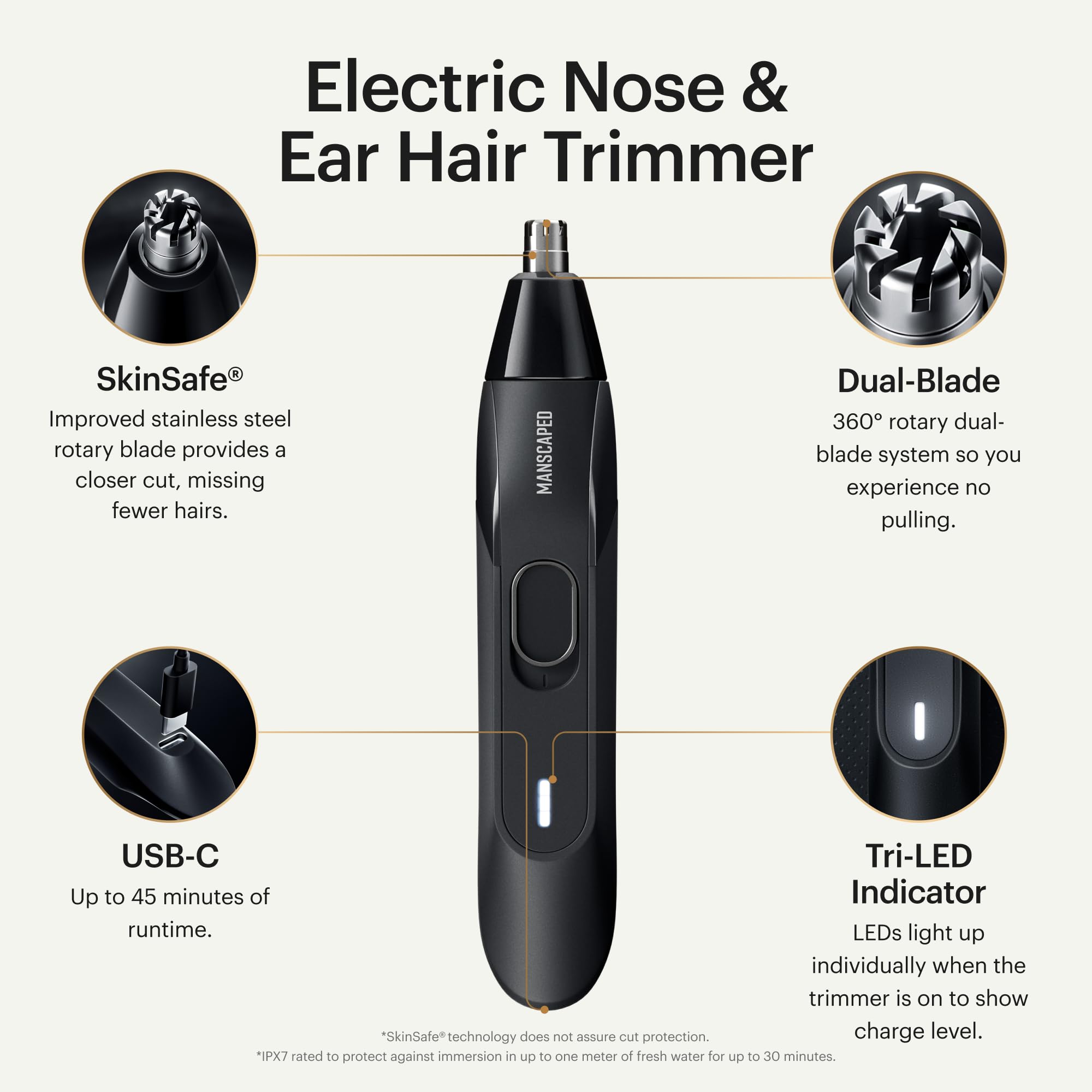 MANSCAPED® The Weed Whacker® 2.0 Electric Nose & Ear Hair Trimmer – 7,000 RPM Precision Tool with Rechargeable Battery, Wet/Dry, Easy to Clean, Improved Stainless Steel Replaceable Blade