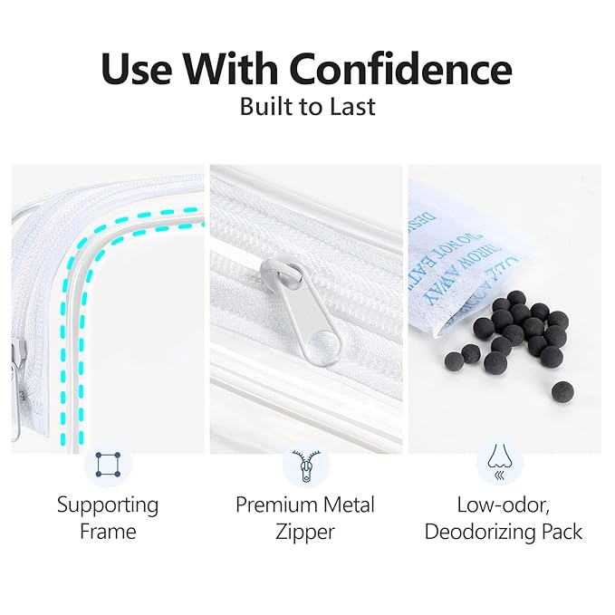 PACKISM TSA Approved Toiletry Bag - Clear Makeup Bag for Travel, White