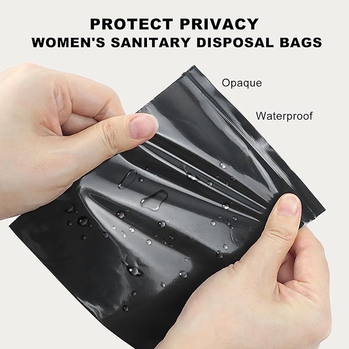 Tampon Disposal Bags Pack of 101,Black Sealable and Prevents Odours Feminine Hygiene Disposal Bag with Storage Bag 4.7x6 inches Opaque Sanitary Trash Bags for Tampons,Hygienic Products