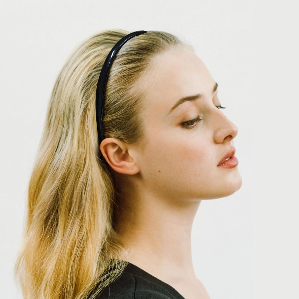 forenee Plastic Thin Skinny Comb Headbands for Women, Black, 4 Pack
