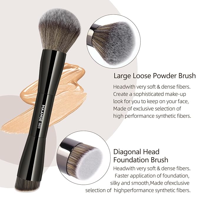 MAANGE 20 Pcs Makeup Brushes with Gift Box, Double-End Multi-functional Makeup Brushes for Blending Liquid Powder Concealer Cream Blush Buffe,Black