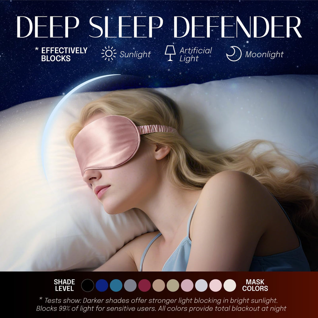 OLESILK 100% Natural Mulberry Silk Sleep Eye Mask Block Out Light, Fashion Printed Eye Mask Blindfold for Women Men Full Night Sleeping, Chic Eye Cover Eyeshade, Pattern 1