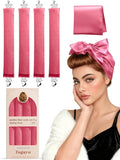Togayu Heatless Curls Overnight Set for Natural Hair, Comfortable Easy-Lock Rollers, Heat-Free Hair Curlers for Long Textured Hair, 4PCS Pink