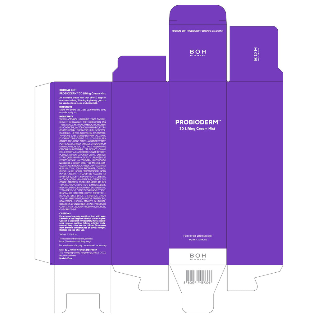 BIOHEAL BOH Probioderm 3D Lifting Cream Mist 3.38 fl oz | Korean Face Mist with Cream-Like Hydration for Instant Glow, Firm-Looking Skin & On-the-Go Refresh
