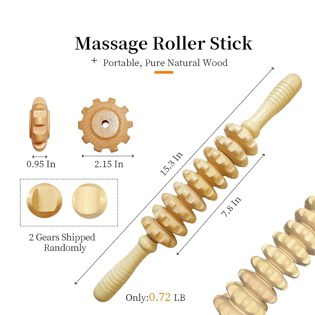 Ctwctr Wood Therapy Massage Tools Manual Massage Roller Stick for Body Sculpting, Maderoterapia Kit- Cellulite Massager for Muscle Pain Relief, Fascia, Cellulite