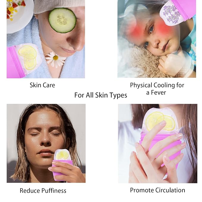 Evmliy Ice Face Roller, Silicone Ice Roller for Face to Tighten and Lift Skin, Face & Eye Puffiness Relief, Reusable Facial Ice Mold for Neck to Enhance Natural Glow, Skin Care for Women Beauty