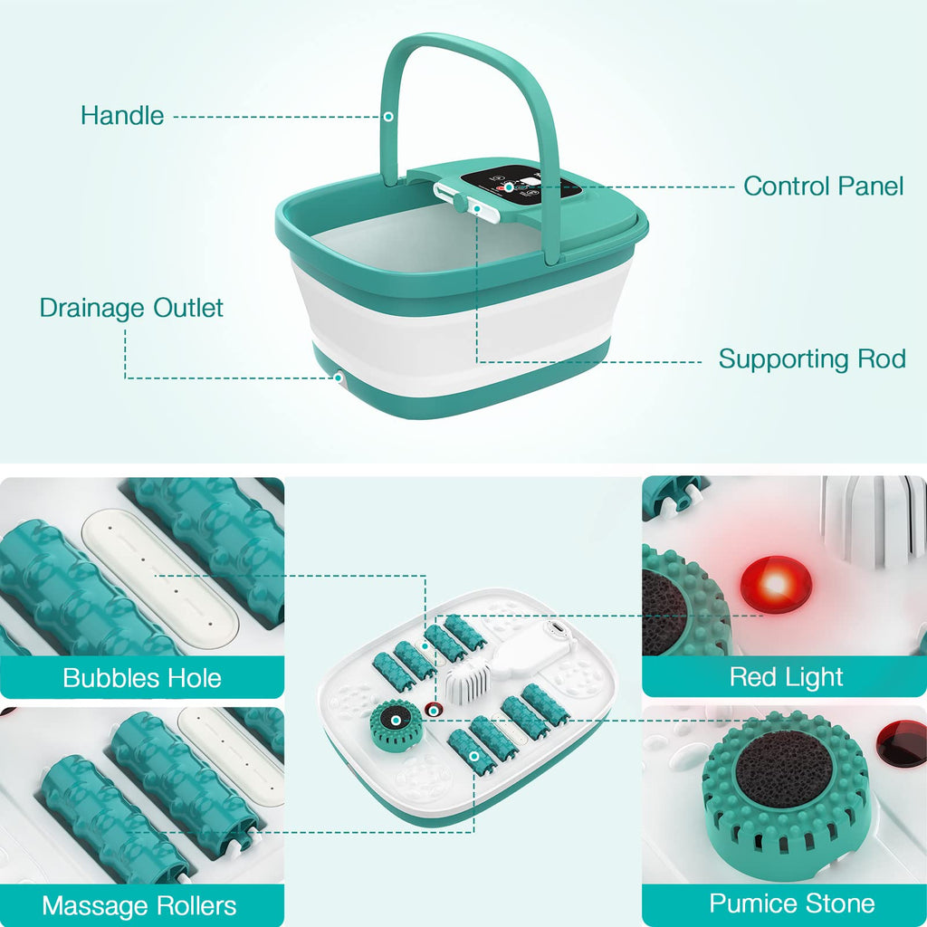 HOSPAN Collapsible Foot Spa, Foot Bath Massager with Heat, Bubble & Massage