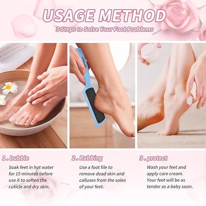 Topmeet Foot File for Dead Skin - Dual Sided Foot Rasp Callus Removers, Professional Pedicure Tool for Soft, Smooth Feet (Blue)