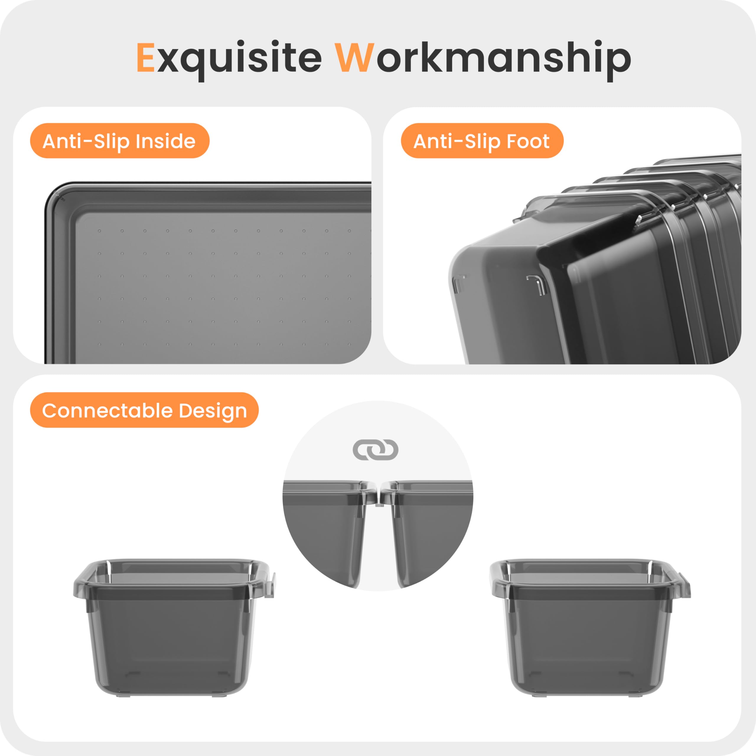 A-LuGei 【Military Grade】 Drawer Organizer,【𝟱𝗦𝗶𝘇𝗲】 Makeup organizer,【Holds 177 Items】 Bathroom Organizers and Storage,Organization and Storage,Desk Drawer Organizer for Vanity【Clear Black】