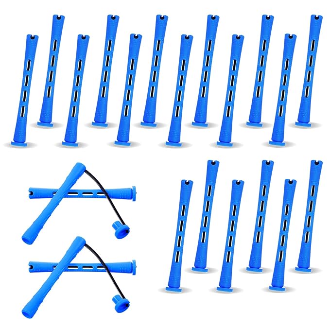 20 Pcs Perm Rods For Short Hair Small Plastic Hair Perming Rods And Rollers Curling Roller Perm Rod Medium For Long Hairs (Blue, 0.35 Inches)