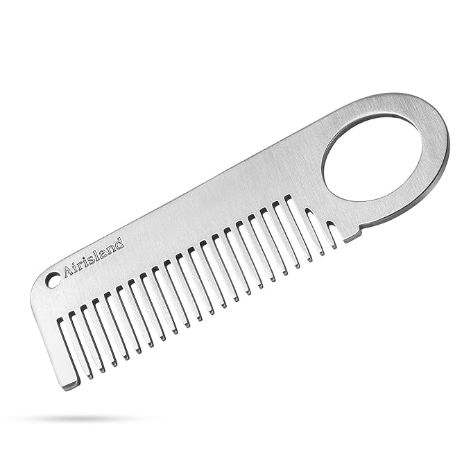 Airisland Stainless Steel Keychain Comb Small Pocket Comb Mini Anti-static Beard Mustache Comb 3.15 inches