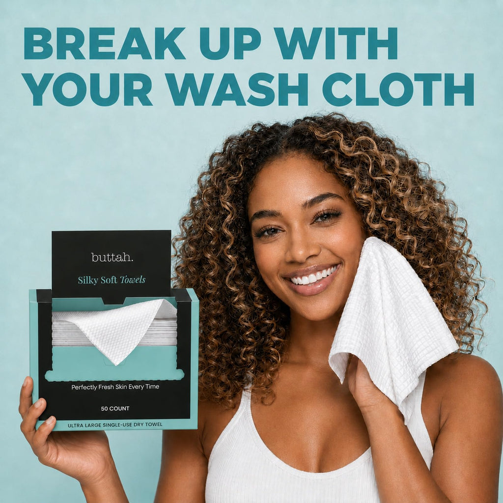 Buttah Skin Disposable Face Towels, 50 Count – Extra Thick, Soft, Large Towels for Sensitive Skin, Travel, and Makeup Removal