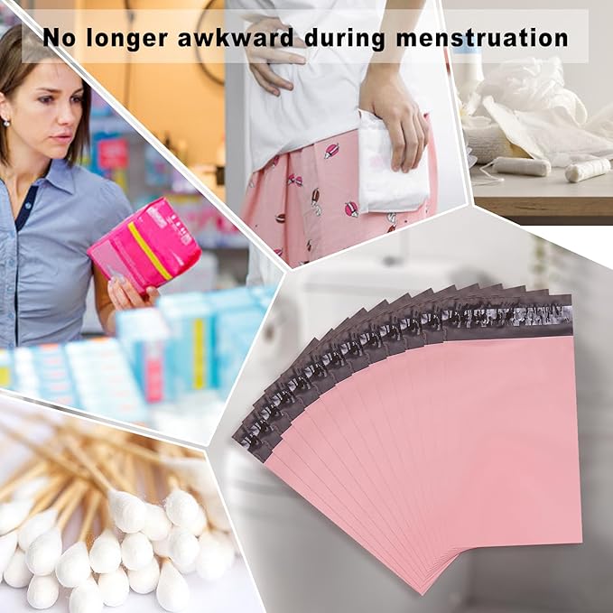 Terdey Sanitary Napkin Disposal Bag, Self Sealing Privacy Protection Sanitary Tampons Bag with Zipper, Pink 202 PCS