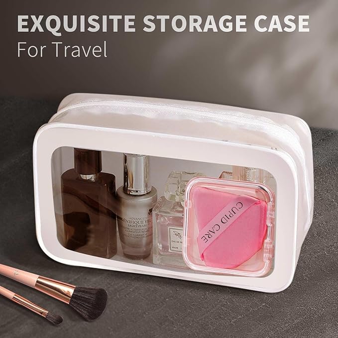 CUPID CARE 6 Pcs Triangle Powder Puff with 2 Travel Cases, Setting Powder Puffs for Face Powder and Foundation, Velour Makeup Puff for Loose Powder Body Powder, Skin-Friendly, Beauty Makeup Tools