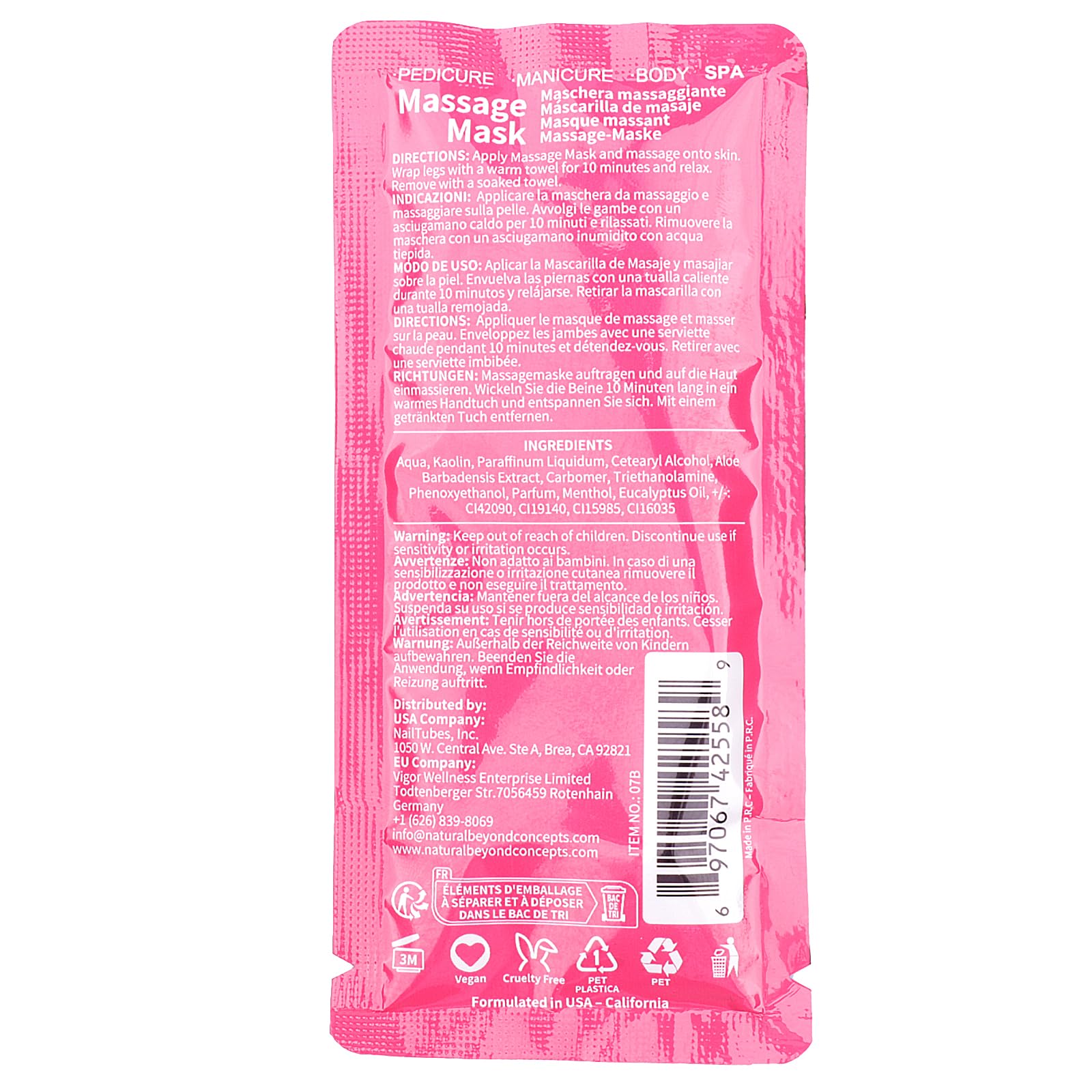 nbc BeautiLab Pedicure Kit Foot Soak Set: Bubble Salt, Sugar Scrub, Massage Mask, Massage Lotion in a Box, 4 Step Foot Spa Kit for Dry Feet and Tired Feet（1 Set Rose