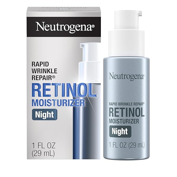 Neutrogena Retinol Face Moisturizer Cream, Rapid Wrinkle Repair, Anti-Wrinkle Night Moisturizer, Anti-Wrinkle Face & Neck Cream Moisturizer with Hyaluronic Acid & Retinol, Paraben-Free, 1 fl. oz
