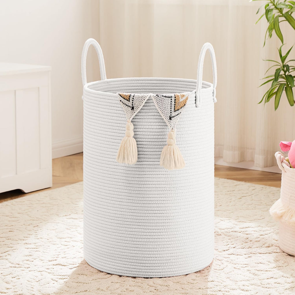 Artfeel Laundry Basket,Woven Cotton Rope Laundry Hamper,60L for Decorative Storage of Dirty Clothes,Toys and Blankets in Bathroom,Baby Room and Living Room