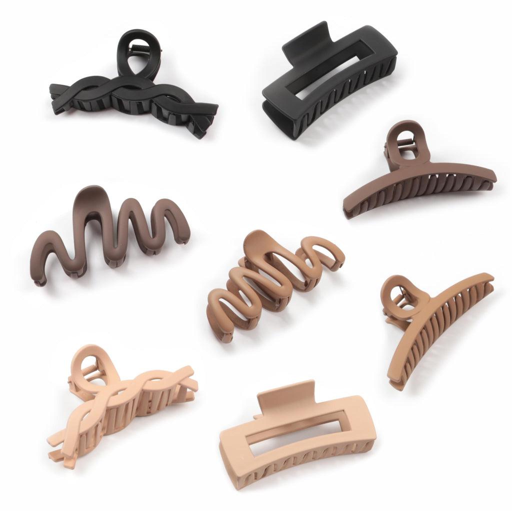 Matte Non-Slip Large Hair Clips for Women 8PCS (Neutral Colors)