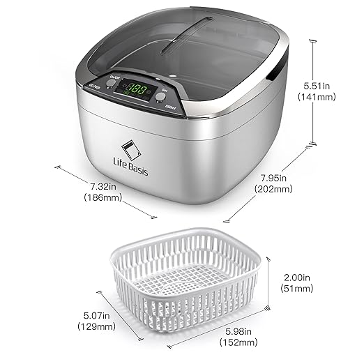 LifeBasis 28oz Professional Ultrasonic Cleaner, 42kHz Jewelry Cleaner