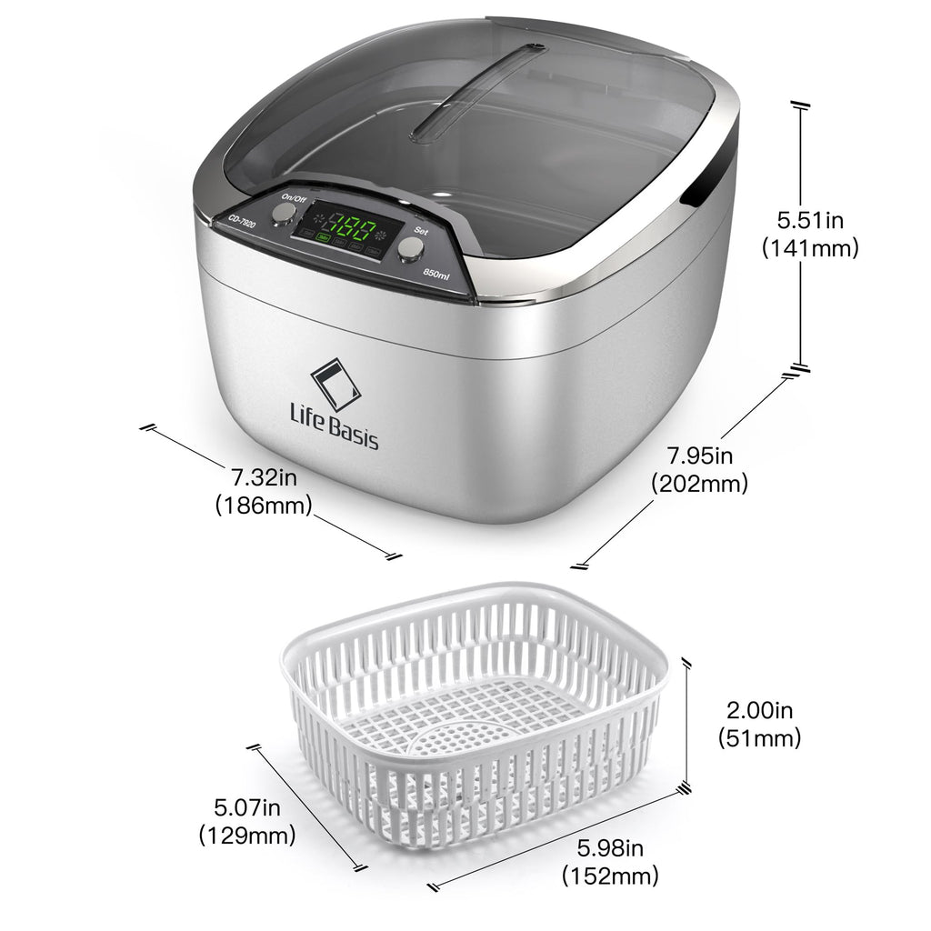 LifeBasis 28oz Professional Ultrasonic Cleaner, 42kHz Jewelry Cleaner