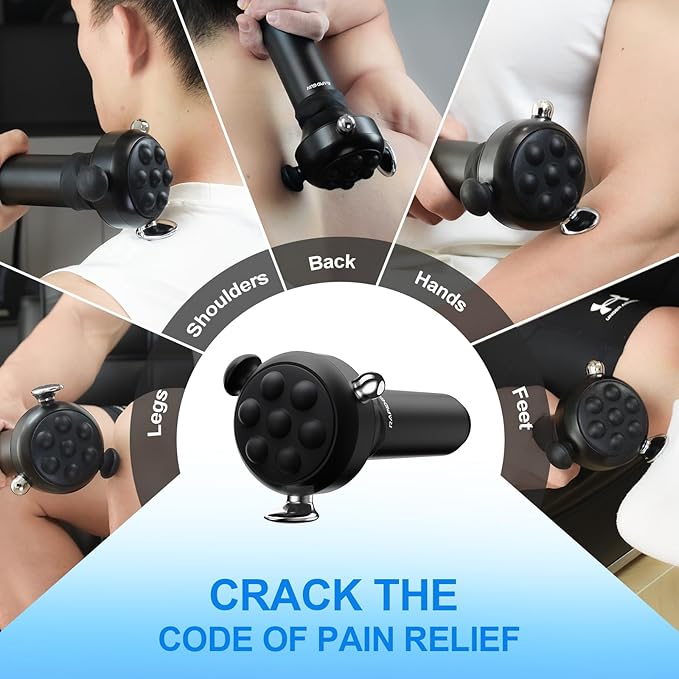 RapidGun Pro Max Vibration Therapy Massage Gun, 6500RPM Handheld Deep Tissue Muscle Massager, Fascia Release Massage & Neck, Back & Full Body Pain Relief – Gifts for Him and Her