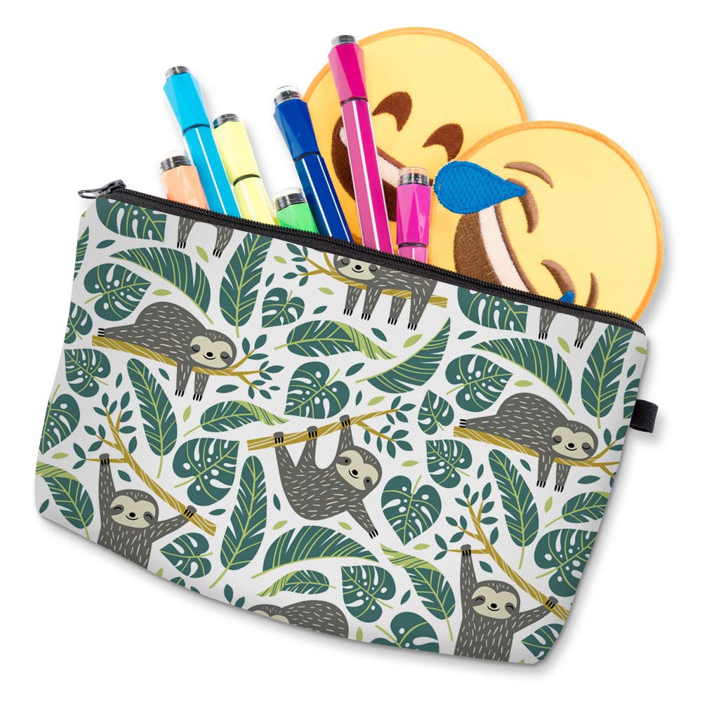 Deanfun Makeup Case Small, Cosmetic Zipper Bag Waterproof for Purse Mini, Women Cute Traveling Accessories Pouch for Ladies Thanksgiving Sloth D2-51476