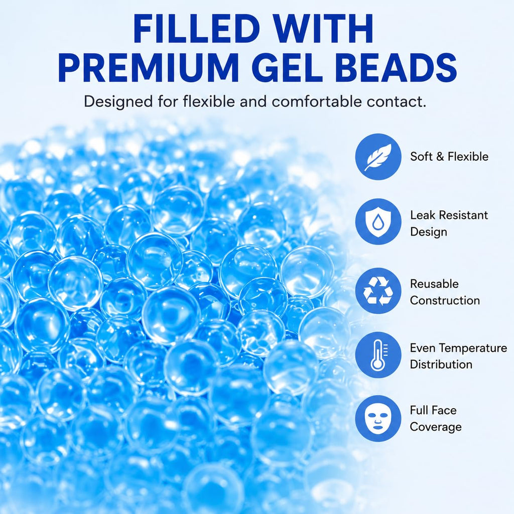 QIURUNMA Cold Face Eye Mask Ice Pack Reduce Facial Puff, Dark Circles, Gel Beads Hot Heat Cold Compress Pack, Face SPA for Woman Sleeping, Pressure, Headaches (Blue(jade Roller+face Mask))