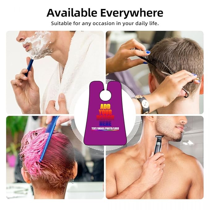 Personalized Custom Beard Bib Apron Design Your Photo Text Logo Beard Hair Catcher Non-Stick Beard Shave Capes for Trimming Shaving Light Purple