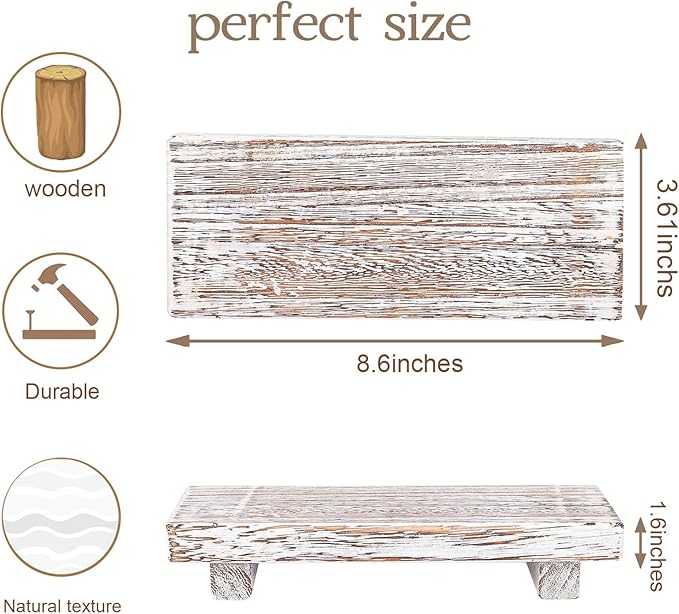 Wood Bathroom Tray Farmhouse Decor Kitchen Soap Holder 8.7"X3.6" Retrowhite