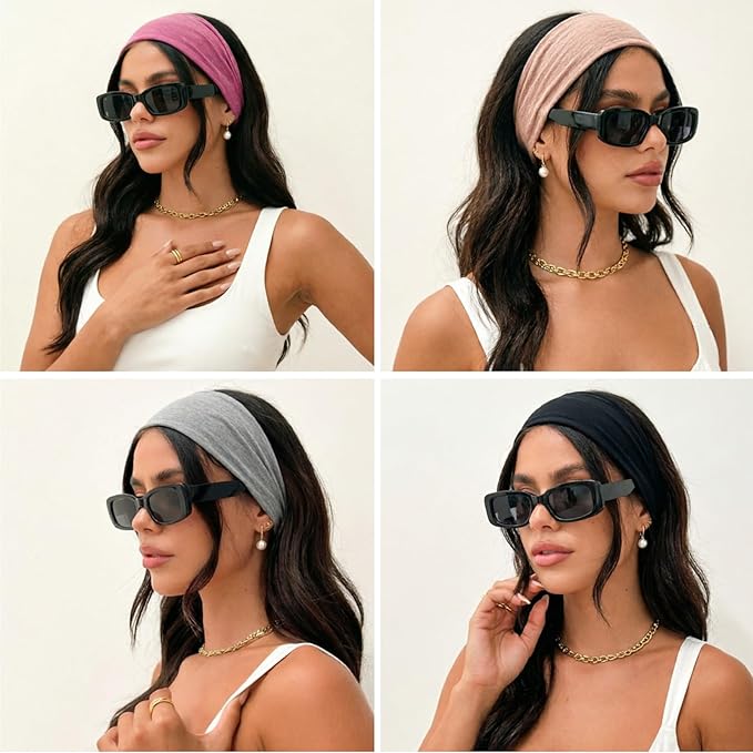 DRESHOW 6 Pack Yoga Sports Headbands for Women Elastic Non-Slip Headbands Running Workout Hair Bands