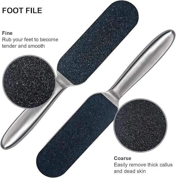 1 Pcs Professional Pedicure Foot File and Callus Remover for Hard Skin,Stainless Steel Foot Rasp File with 10 Free Refill Grits Replacement Pads with Two Sides Simple Bath Pedicure Salon Foot Scrubber