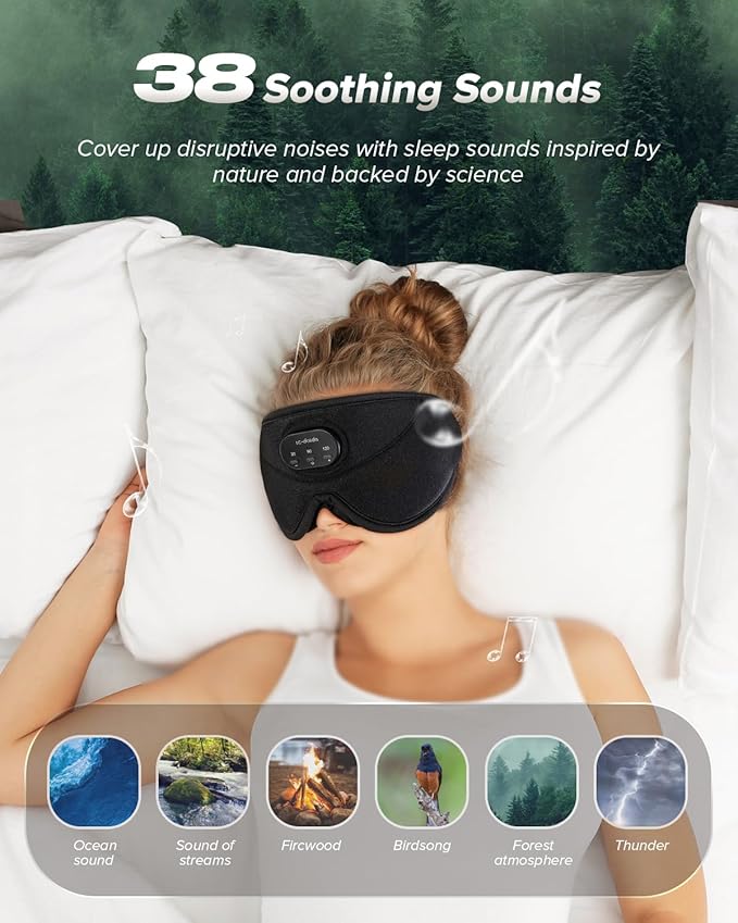 Sleep Mask with Bluetooth Headphones for Side Sleepers, Cool Gifts for Men Women