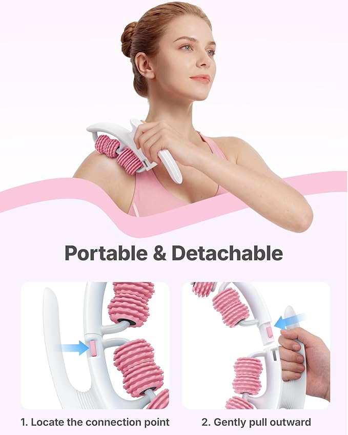 Merach Cellulite Massage Tool with Push Pull Roller, Lymphatic Drainage Massager, Leg Massager with Detachable Handles, Exercise Equipment for Thighs & Legs & Buttocks, Gift for Women