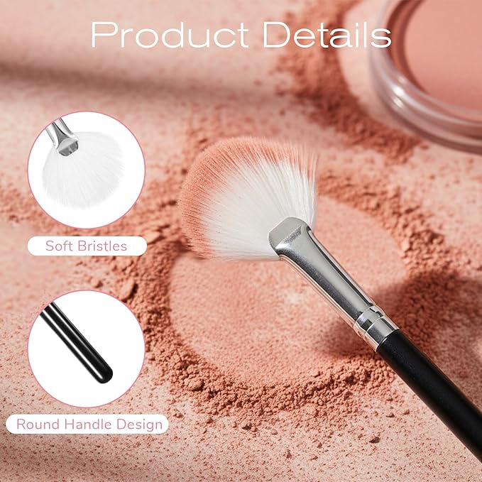 Psiriol 2PCS Highlighter Brush Fan Brush for Face Highlighting