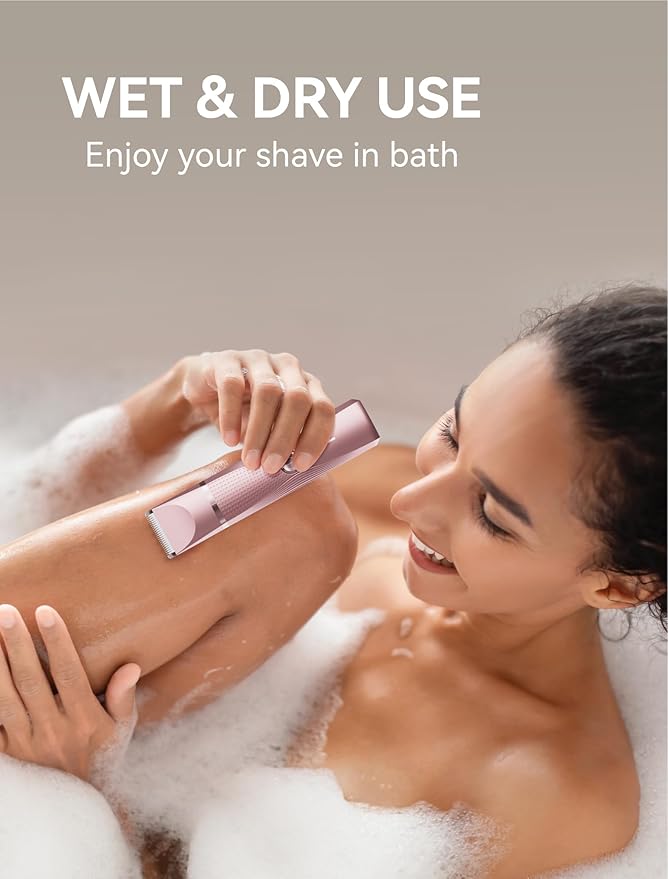 3-in-1 Electric Razor for Women - Waterproof Bikini Trimmer,Rechargeable Electric Shaver for Lady,Pubic Hair Trimmer Women,Personal Trimmer Groomer for Body Hair (Rose Golden,RG-1)