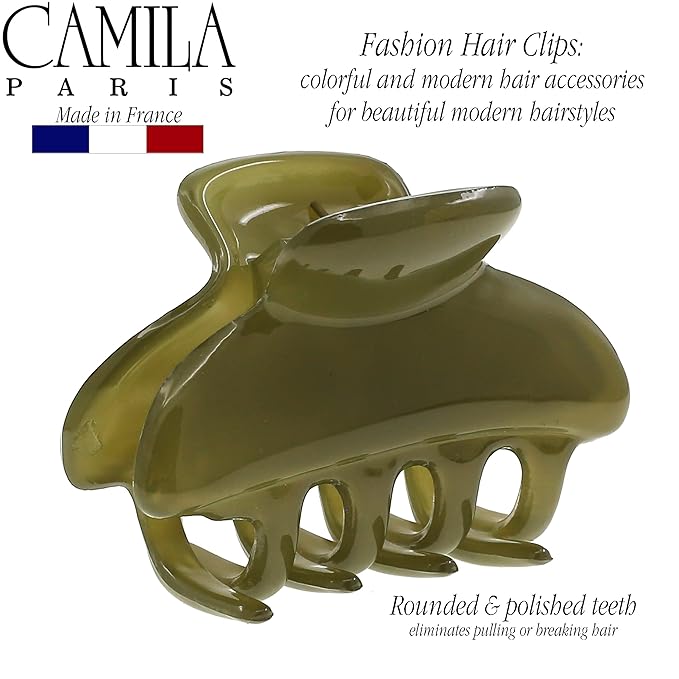 Camila Paris CP3552 French Hair Clip for Women, Small, Green 2.5 Inch Girls Hair Claw Clips Jaw Fashion Durable Styling Hair Accessories for Women, Strong Hold No Slip Grip, Made in France