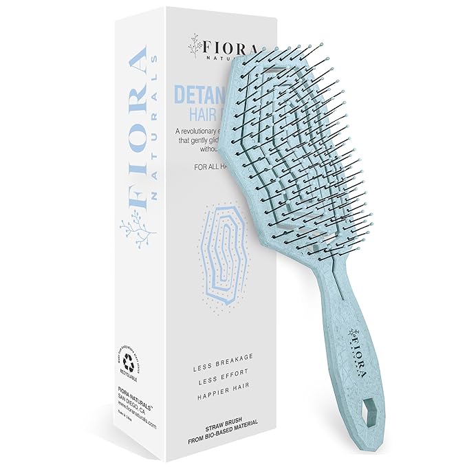 Fiora Naturals Hair Detangling Brush - Hair Detangler Brush w/Ultra-soft Bristles- Glide Through Tangles with Ease - For Curly, Fine, Women, Men, Kids, Toddlers, Wet and Dry