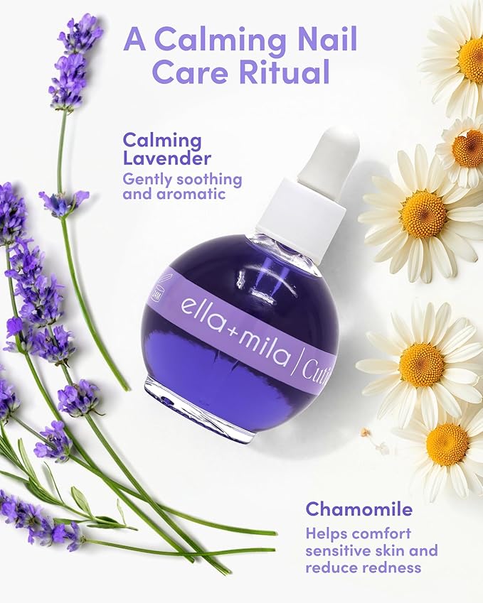 ella+mila Cuticle Oil for Nails - Lavender & Chamomile, Vegan, 2.3 fl oz