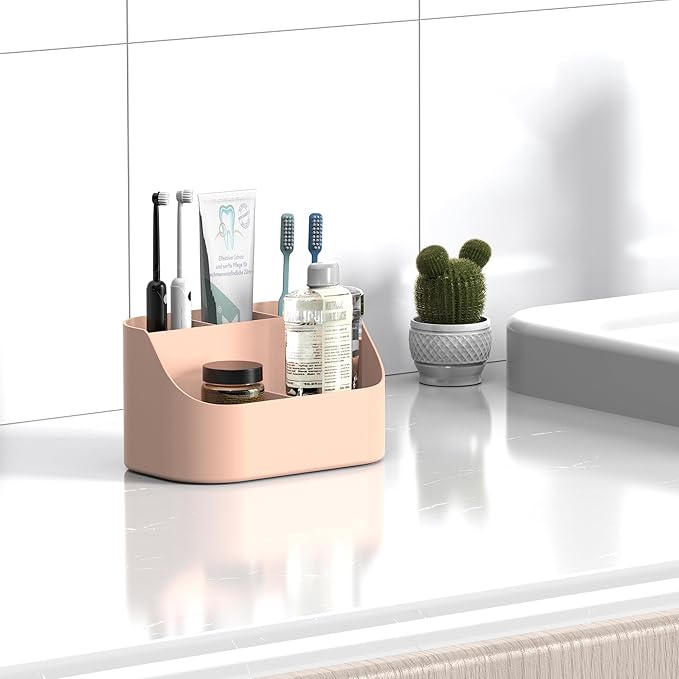 5 Slots Countertop Plastic Toothpaste and Toothbrush Holder for Bathroom
