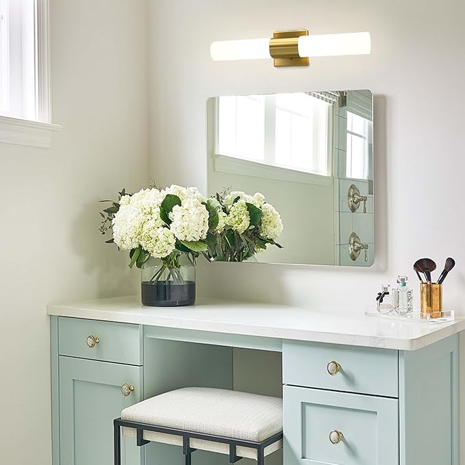 Kalium Modern 21" Bathroom Vanity Wall Sconce, Frosted Glass, Gold