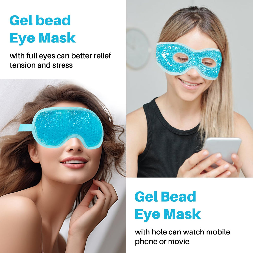 Permotary Cooling Eye Mask with Gel Bead 2 Pack Gel Eye Mask Cold Eye Mask for Relaxtion,Puffy Eyes Reusable Cold & Warm Compress for Puffiness,Dry Eyes,Headaches,Migraines,Stress Relief,Post Surgery