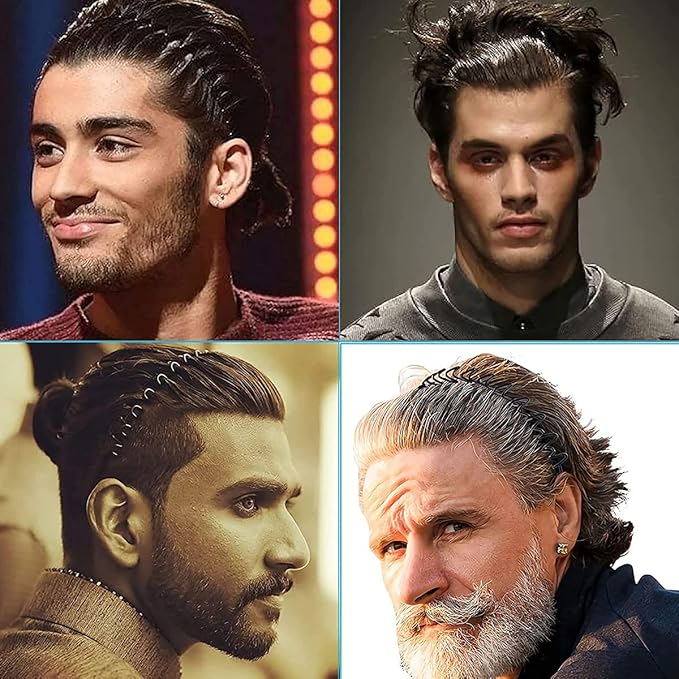 Vrose Flosi 2-Pack Metal Headbands for Men & Women - Zig Zag & Wavy Hair Bands for All Hair Types Safe Ball-End Tips & Thickened Electroplating - Hair Styling Accessories for Face Washing GYM Running