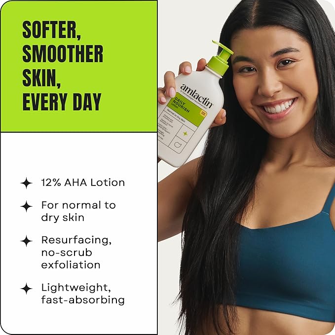 AmLactin Daily Moisturizing Lotion for Dry Skin, 7.9 oz Pump Bottles (Twin Pack), 2-in-1 Moisturizer Body Lotion with 12% Lactic Acid, Dermatologist-Recommended (Packaging May Vary)