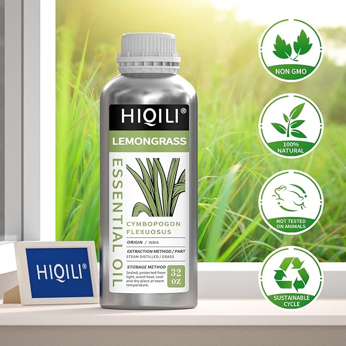 HIQILI Lemongrass Essential Oil Large Capacity for Body Massage