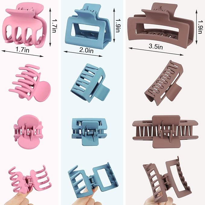 SMKSL 3 Styles Hair Clips for Women Small Medium Big Claw Clips for Thin Thick Hair 12 Pcs Hair Claw Clips Hair Clips Combination Hair Accessories for Women (Multicolor)