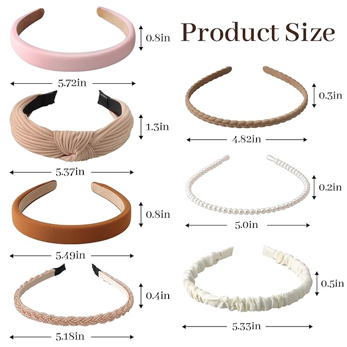 DOXISHRUKY 7pc Headbands for Women Trendy Women Headbands Set, Non Slip Head Bands for Women's Hair Diademas Para Mujer De Moda